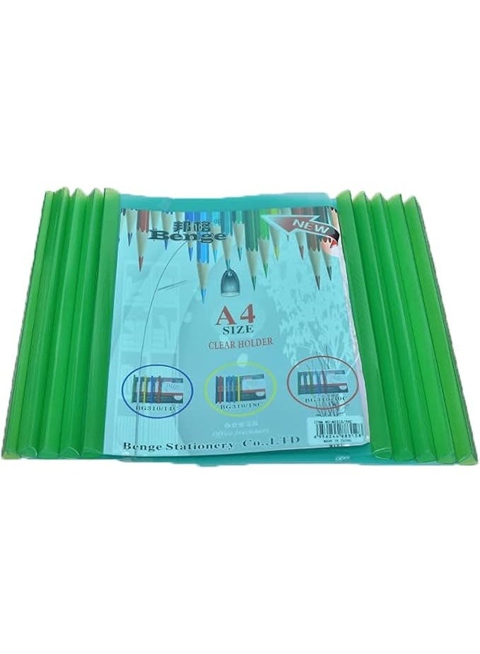 Benge Slide Bar File for A4 Report Paper and Documents Pack of 10 Pecies - Transparent Green