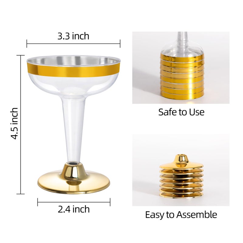 Lullaby 50PCS 5oz Plastic Champagne Coupe Glasses with Gold Rim, Elegant Plastic Champagne Glasses, Unbreakable and Crystal Clear, Perfect for Weddings, Parties, Birthdays, and Special Occasions - Image 2