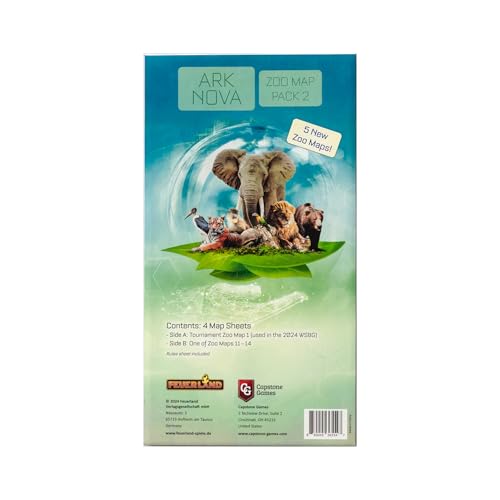 Capstone Games Ark Nova Zoo Map Pack 2 Strategy Board Game Expansion for 14 Players with Five Distinct Zoo Maps Enhanced Gameplay Strategic Variety and Replayable Sessions Ages 15 6090 Min - Image 1