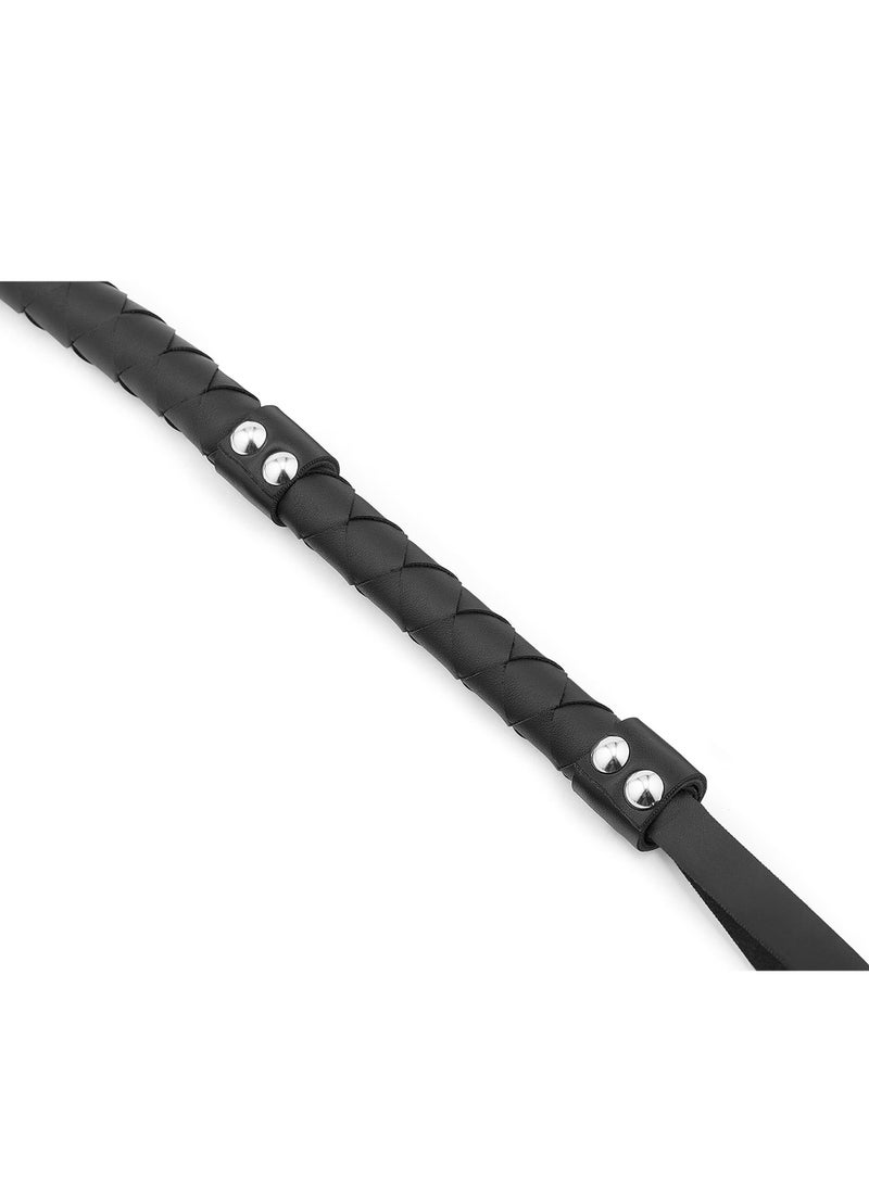 KASTWAVE Set of Riding Crop 18 and Horse Whip 34 Leather Horse Whip Riding Crop English Whip with Genuine Leather Horse Black  - Image 3