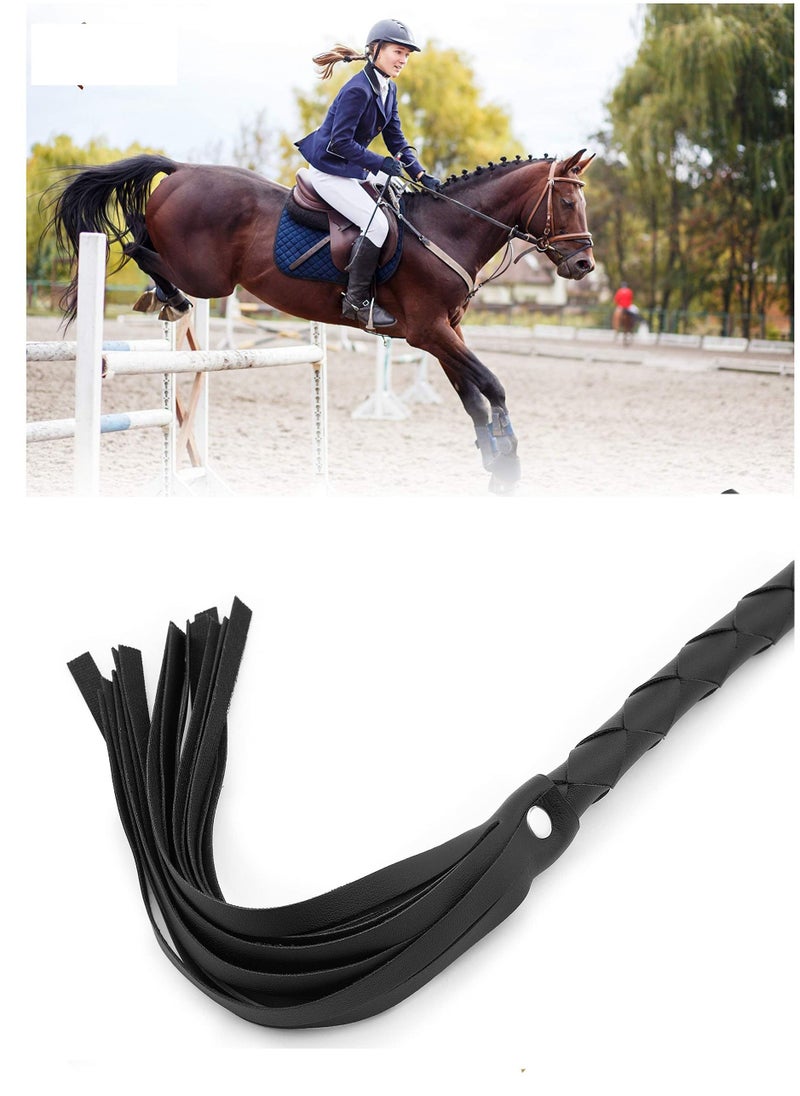 KASTWAVE Set of Riding Crop 18 and Horse Whip 34 Leather Horse Whip Riding Crop English Whip with Genuine Leather Horse Black  - Image 5