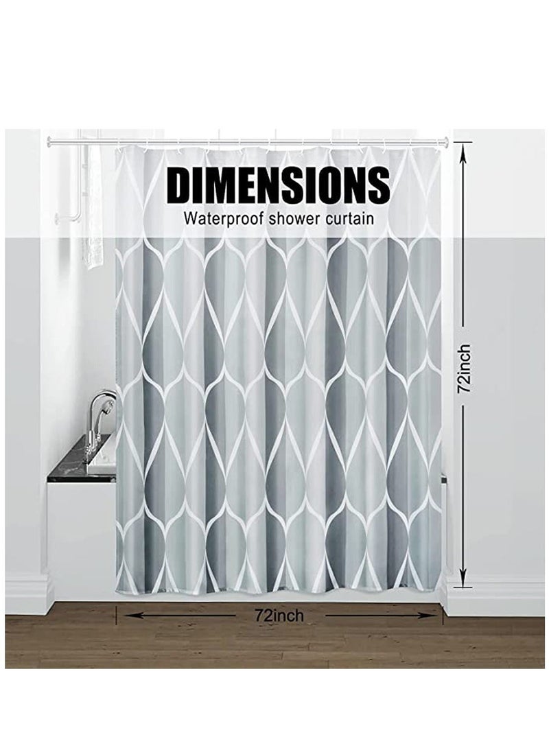 Grey Fabric Shower Curtain, Waterproof Design and Polyester, Curtains Set for Bathroom W 72 x H 72, Durable Washable with 12 Hooks - Image 5