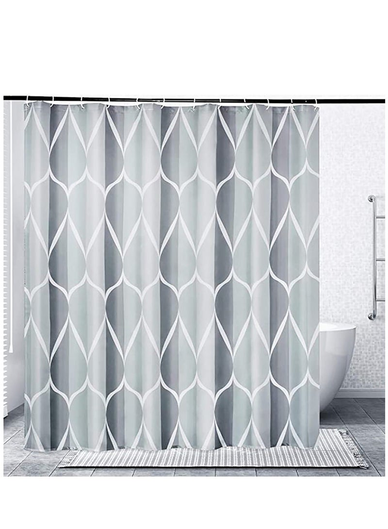 Grey Fabric Shower Curtain, Waterproof Design and Polyester, Curtains Set for Bathroom W 72 x H 72, Durable Washable with 12 Hooks - Image 1