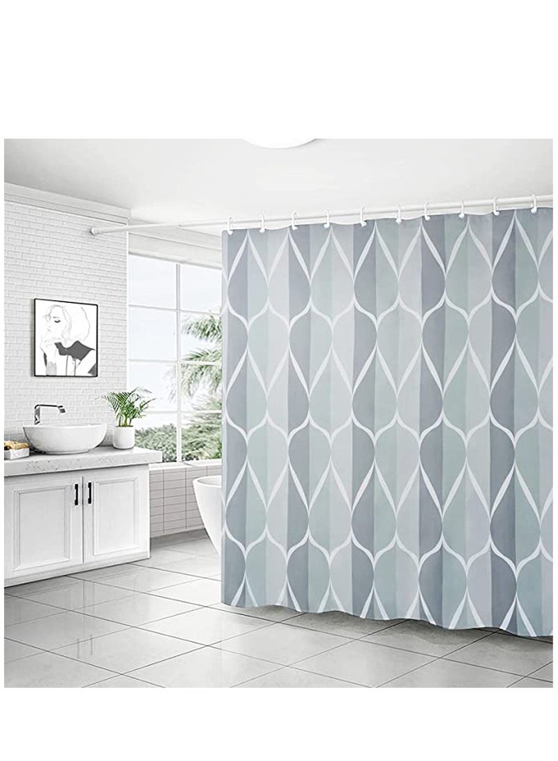 Grey Fabric Shower Curtain, Waterproof Design and Polyester, Curtains Set for Bathroom W 72 x H 72, Durable Washable with 12 Hooks - Image 2