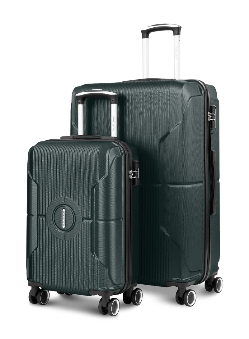 PARAJOHN Para John 2-Piece ABS Hard Shell Lightweight Luggage Set – 20" Cabin (10kg) & 28" Large (30kg) Suitcases with 360° Spinner Wheels & TSA Lock, Green