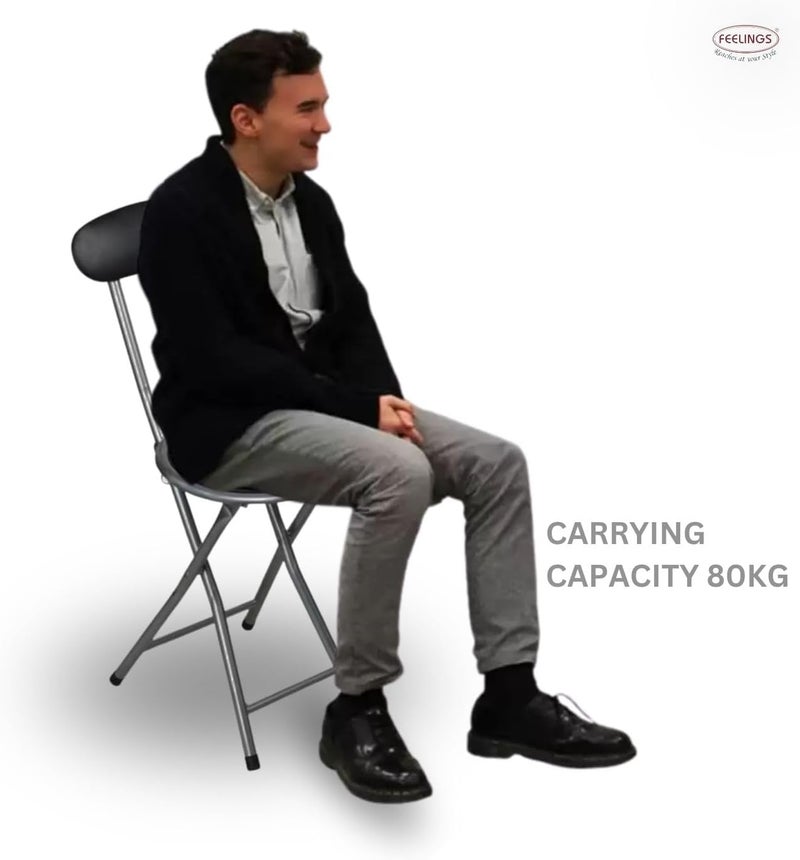 Feelings Round Seat Metal Folding Chair, Black - Image 3