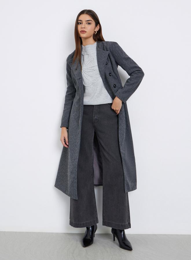 Styli Grey Regular Fit Wool Like Midi Coat - Image 1