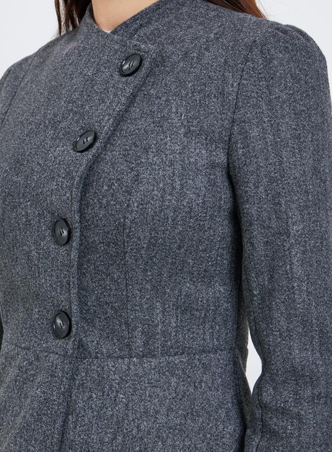 Styli Grey Regular Fit Wool Like Midi Coat - Image 4