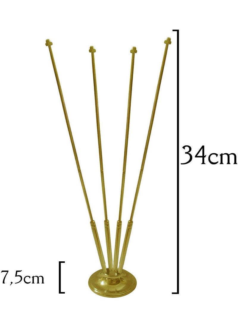 Satürn - Table Top Azerbaijan Flag Turkish Flag Set of Four Brass Poles Table Flag - Image 1
