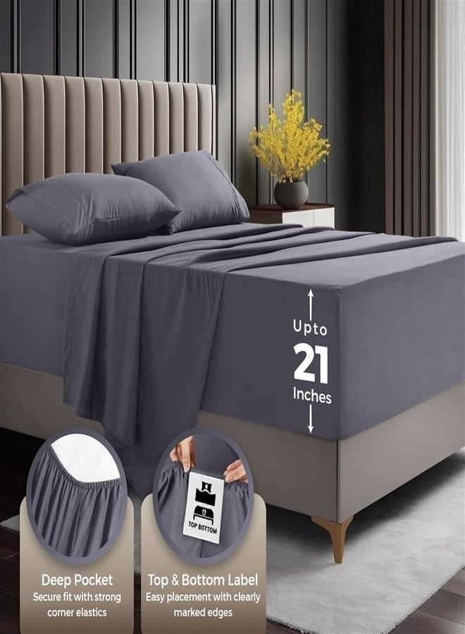 Utopia Bedding Queen Size Extra Deep Pocket Sheet Set - Fits Mattresses Up to 21 inches - Cooling, Soft & Breathable - Oeko-Tex 4 Piece Bed Sheets (Grey) - Image 5