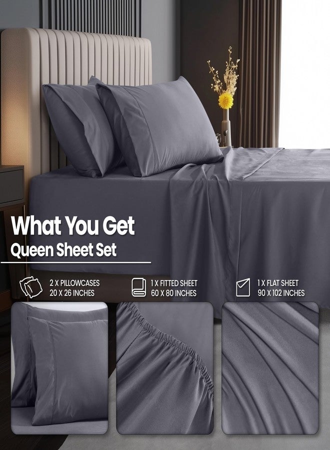 Utopia Bedding Queen Size Extra Deep Pocket Sheet Set - Fits Mattresses Up to 21 inches - Cooling, Soft & Breathable - Oeko-Tex 4 Piece Bed Sheets (Grey) - Image 3