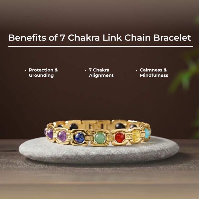 Divine Hindu Divine 7 Chakra Stone Bracelet with Karungali Beads - Natural Crystal Energy Jewelry for Healing and Spiritual Protection - Image 4