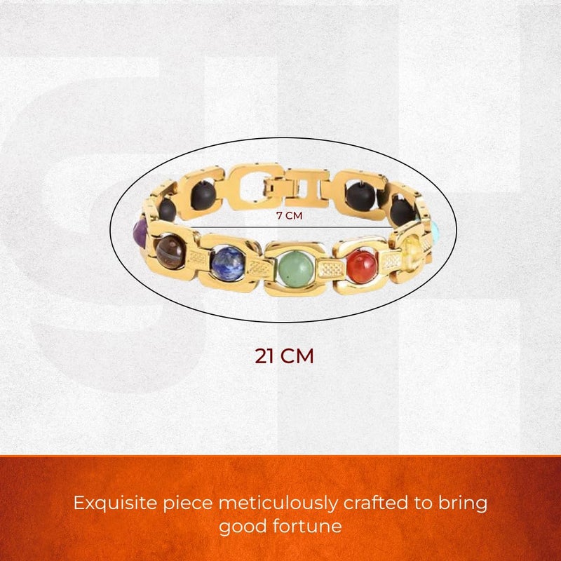 Divine Hindu Divine 7 Chakra Stone Bracelet with Karungali Beads - Natural Crystal Energy Jewelry for Healing and Spiritual Protection - Image 2
