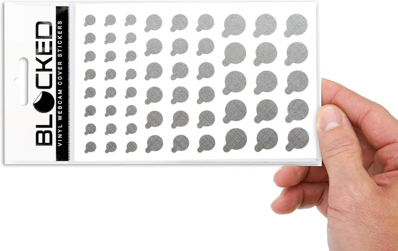 Webcam/Camera Vinyl Covers | 57 Tabbed Low-Tack Restickable Webcam Stickers | 3-Sizes | Metallic Crisscross Textured 57-Pack Tabbed