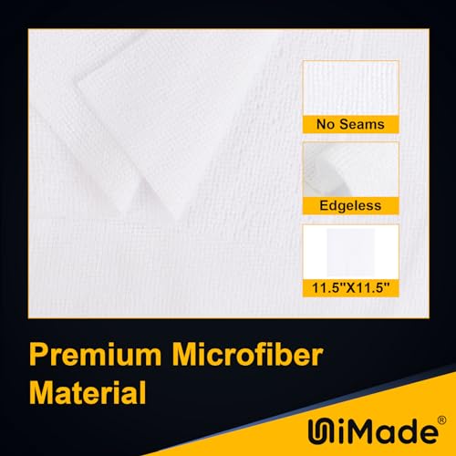 UNIMADE Shop Towels, 100 Pack Commercial Grade Work Rags Microfiber Towels for Cars Cleaning Rags Bulk Detailing Cloth for Automotive Bar Mechanic Restaurant Garage Housekeeping, 11.5"x 11.5", White - Image 2