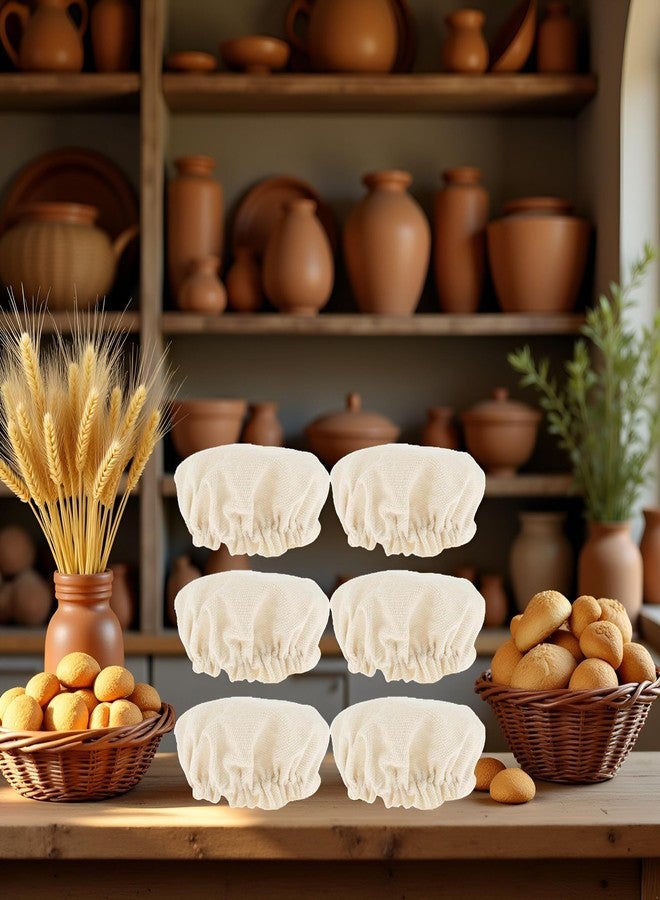 Zhuluck 6 Pcs Beige Sourdough Starter Jar Cloth Covers,Cotton Linen Bread Fermentation Cover,Sourdough Starter Jar Kits Replacement,Elastic Cloth Covers Fit Jars Mouth from 3-4 inch Set Canning Lids - Image 4