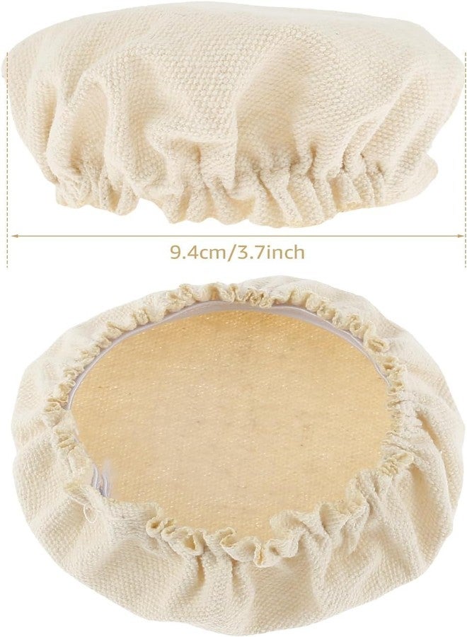 Zhuluck 6 Pcs Beige Sourdough Starter Jar Cloth Covers,Cotton Linen Bread Fermentation Cover,Sourdough Starter Jar Kits Replacement,Elastic Cloth Covers Fit Jars Mouth from 3-4 inch Set Canning Lids - Image 2