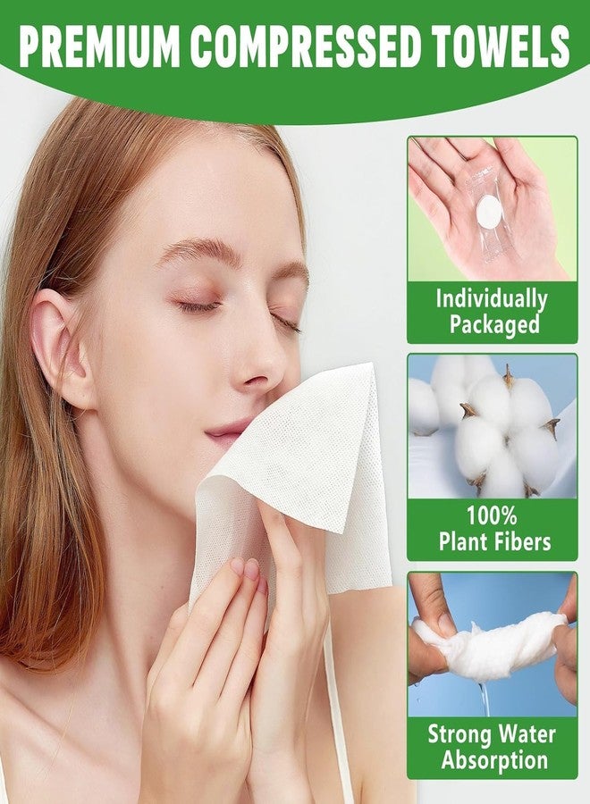 YTM Compressed Towel Tablets, Disposable Face Towels, White, Cotton, Mini Size, 50 Count, Travel and Camping - Image 2