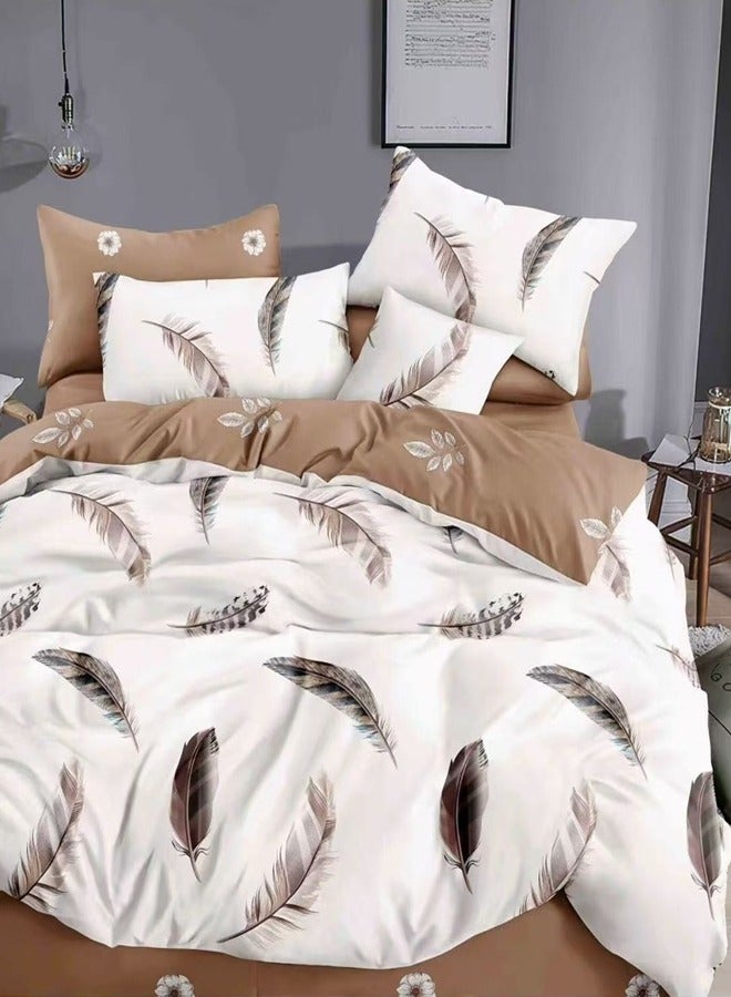 GOLDEN HOME GOLDEN HOME King Size 220x240 cm - 6-Pcs Bed Set, Luxury  Soft-touch  Breathable fabric Duvet Cover Set  - 1 Duvet Cover, 1 Fitted Sheet, 4 Pillowcases ， Breathable, comfortable and soft (Filler Not Included) 