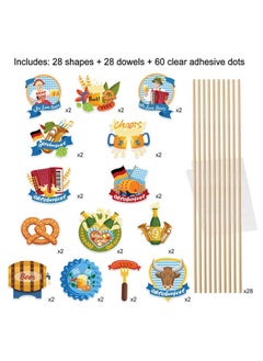 HOWAF Happiness Oktoberfest Party Decorations Oktoberfest Table Centerpieces German Beer Festival Centerpiece Sticks For The Oktoberfest German Beer Party German Munich Beer Festival Set Of 28  - Image 5