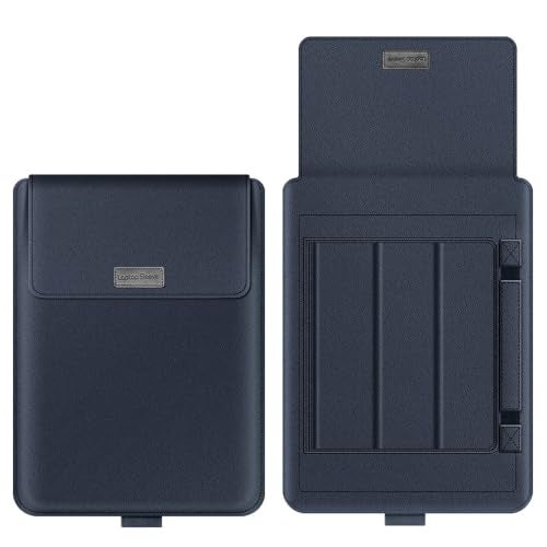 Midkart 15-16 inch Laptop Sleeve Compatible with MacBook Pro 15/16, HP, Dell, ASUS, Lenovo, PU Leather with Built-in Laptop Stand, Mouse Pad, Pouch and Cable Organizer, Navy Blue - Image 1