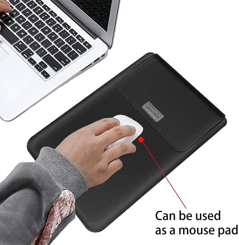 Midkart 15-16 inch Laptop Sleeve Compatible with MacBook Pro 15/16, HP, Dell, ASUS, Lenovo, PU Leather with Built-in Laptop Stand, Mouse Pad, Pouch and Cable Organizer, Navy Blue - Image 5