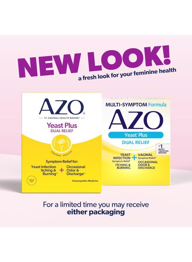 AZO دواء هوميوباتيكي ييست بلس للإغاثة المزدوجة | تخفيف أعراض عدوى الخميرة: الحكة والحرقة | تخفيف الأعراض المهبلية: رائحة وإفرازات عرضية | العلامة التجارية الأكثر موثوقية | عبوة 2 (60 حبة × 2) - Image 2