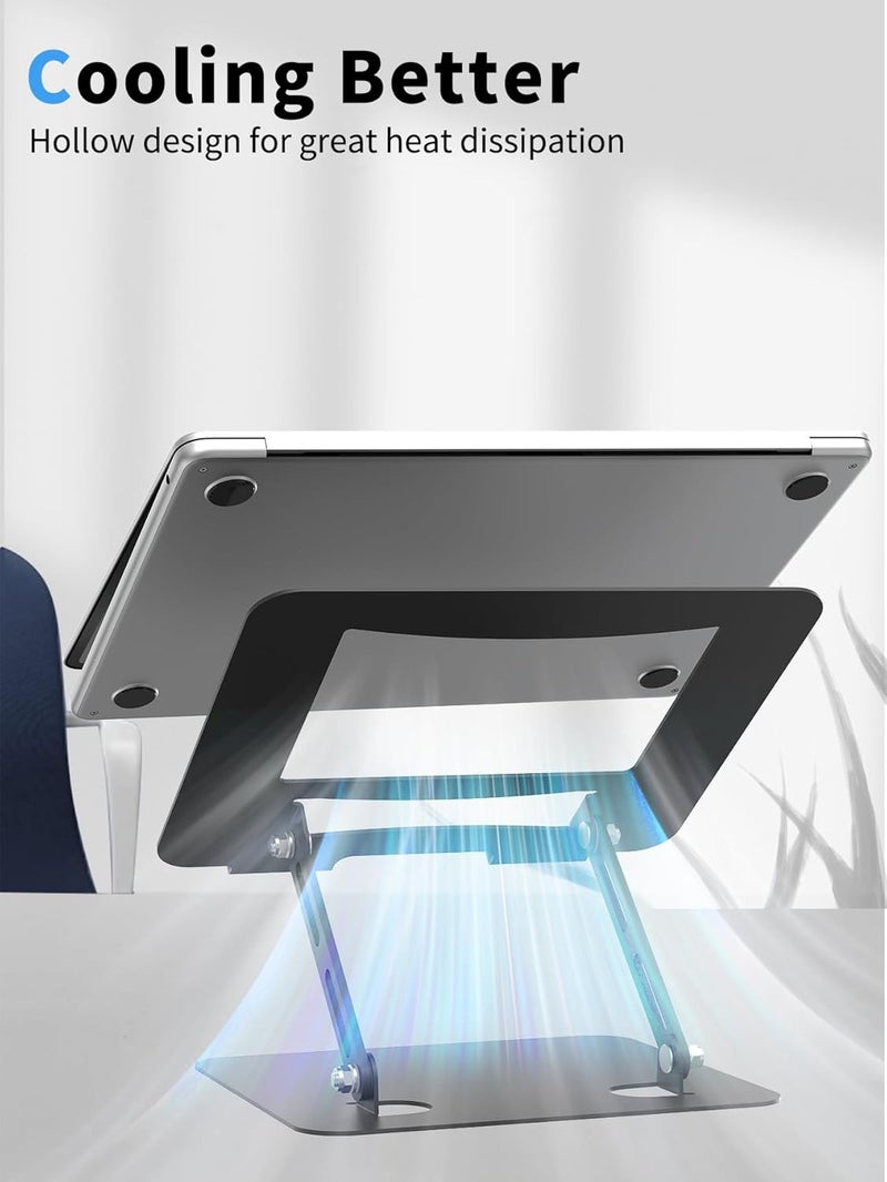 SOUNDANCE Laptop Stand for Desk with Stable Heavy Base, Adjustable Height Multi-Angle, Ergonomic Metal Riser Holder, Foldable Mount Elevator, Compatible with 10 to 15.6 Inches PC Computer, Black - Image 3