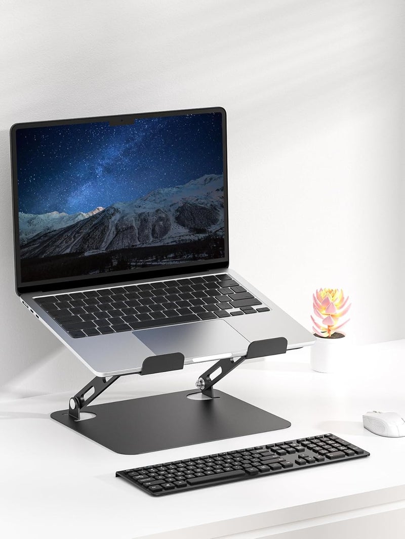 SOUNDANCE Laptop Stand for Desk with Stable Heavy Base, Adjustable Height Multi-Angle, Ergonomic Metal Riser Holder, Foldable Mount Elevator, Compatible with 10 to 15.6 Inches PC Computer, Black - Image 4