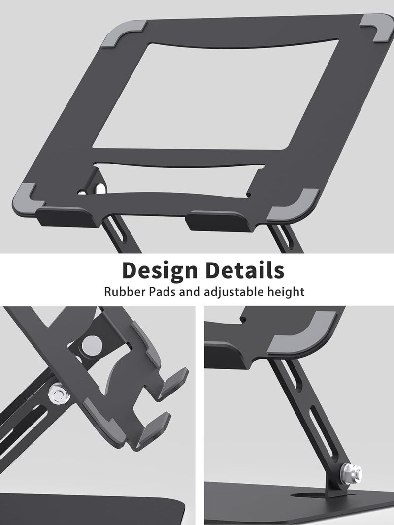SOUNDANCE Laptop Stand for Desk with Stable Heavy Base, Adjustable Height Multi-Angle, Ergonomic Metal Riser Holder, Foldable Mount Elevator, Compatible with 10 to 15.6 Inches PC Computer, Black - Image 5