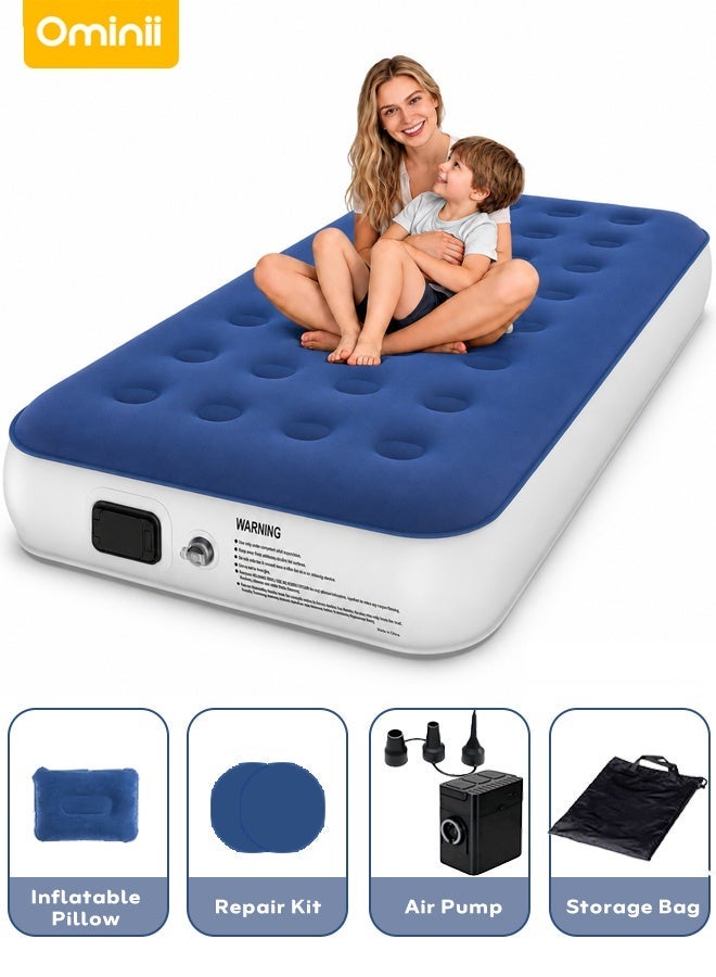 Ominii Single Air Bed, Inflatable bed with Built-in Pump, 5 Mins Quick Self-Inflation/Deflation Air Mattress, Blow Up Bed for Home Portable Camping Travel - Image 3