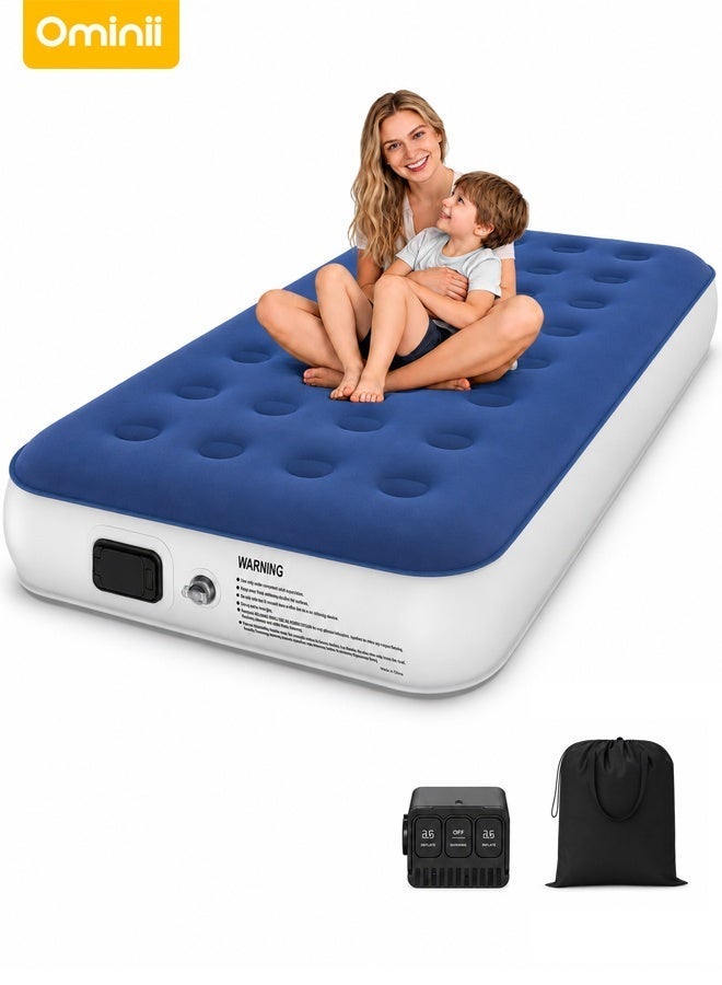 Ominii Single Air Bed, Inflatable bed with Built-in Pump, 5 Mins Quick Self-Inflation/Deflation Air Mattress, Blow Up Bed for Home Portable Camping Travel - Image 2