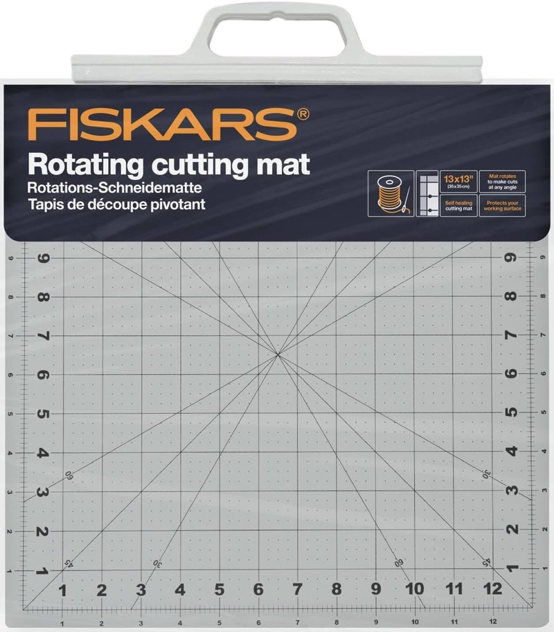 Fiskars rotary cutting mat, Self-healing cutting mat, Rotates 360°, Bevel lines for 30°, 45° and 60°, 13" x 13" (33 x 33 cm), Grey, 1065610 - Image 3