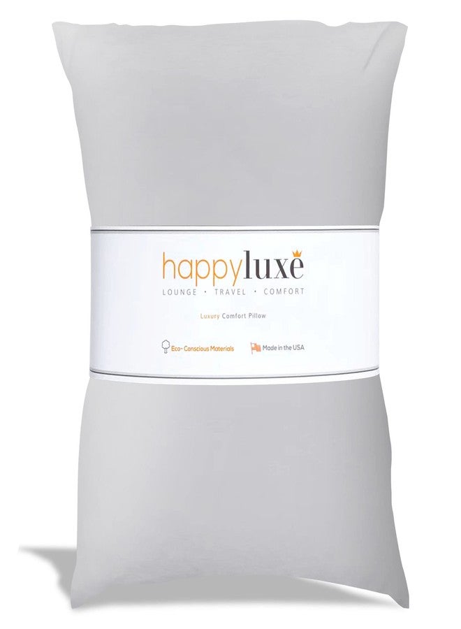هابي لوكس وسادة السفر Happyluxe Odyssey للرحلات الطويلة - ناعمة وصغيرة، بديل للريش والإسفنج الذكي. 17 × 13 بوصة - صُنعت في الولايات المتحدة الأمريكية، وسادة طائرة رمادية فضية للبالغين للنوم أو التخييم أو القيلولة - Image 1