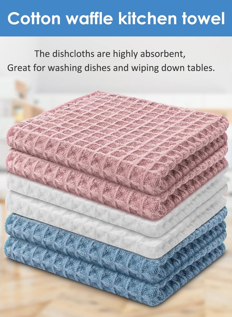 KASTWAVE Waffle Weave Dish Towels Set of 6 Cotton Kitchen Drying Towels Dish Cloths for Washing Dishes Kitchen Towels 12x12 Inches - Image 3