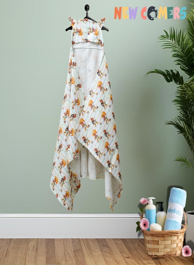 NEW COMERS® 100% Pure Cotton Waffle Hooded Wrapper - Baby Towel for New Born | Big Size 50cm x 26cm | Soft, Safe & Skin-Friendly | Perfect for Newborns 0-5 Years | Breathble Absorbant (Multicolor 2) - Image 3
