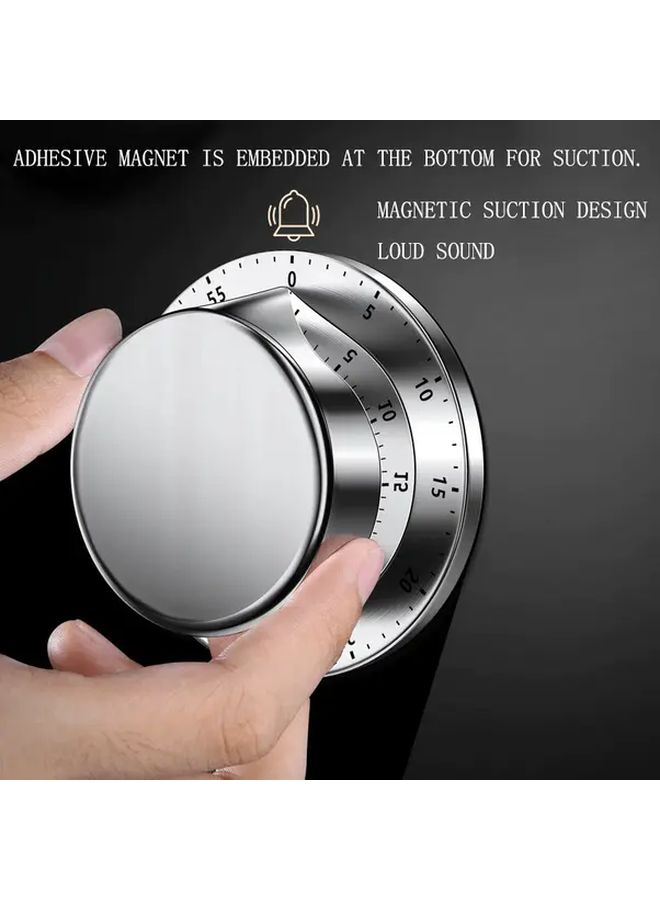 White Mechanical Timer Rotating Stainless Steel Kitchen Countdown Timer For Cooking Time Management - Image 1