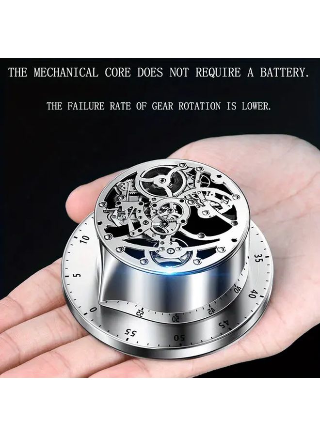 White Mechanical Timer Rotating Stainless Steel Kitchen Countdown Timer For Cooking Time Management - Image 2