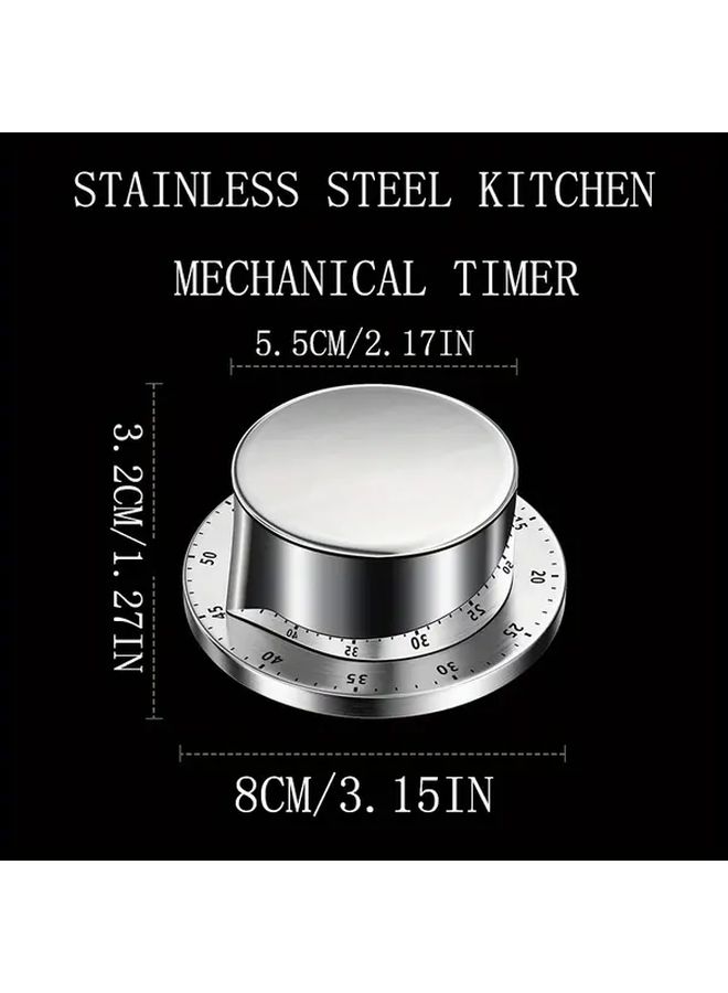 White Mechanical Timer Rotating Stainless Steel Kitchen Countdown Timer For Cooking Time Management - Image 5
