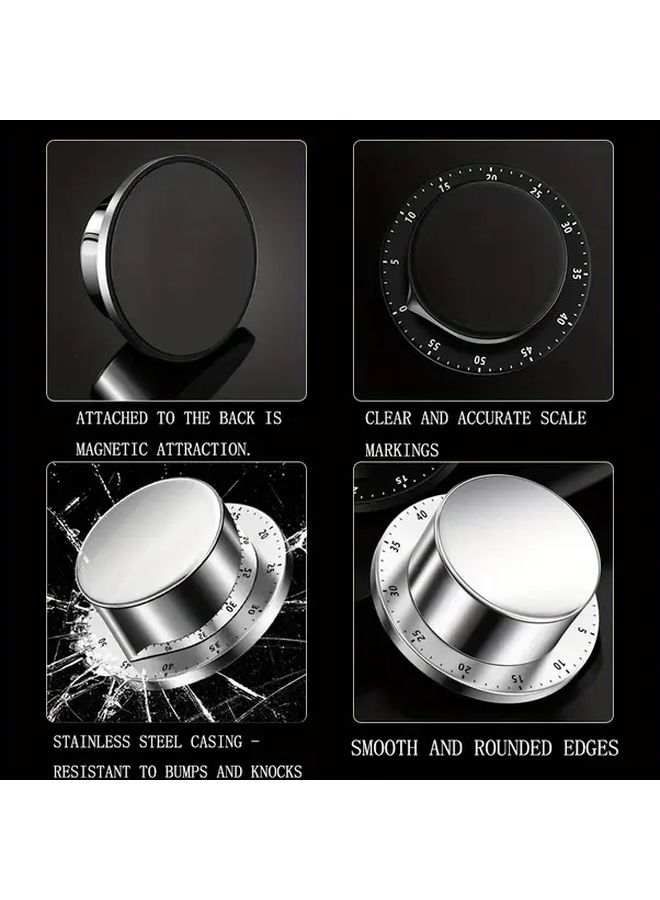 White Mechanical Timer Rotating Stainless Steel Kitchen Countdown Timer For Cooking Time Management - Image 3