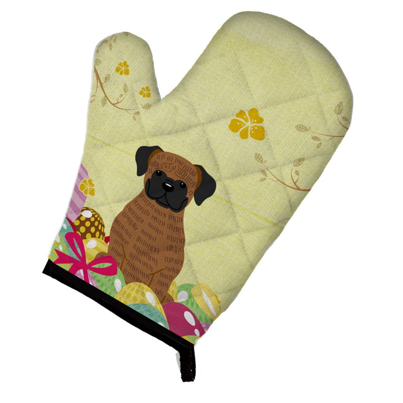 Caroline's Treasures ""Caroline's Treasures Easter Eggs Brindle Boxer Oven Mitt  Multicolor  12"""" x 8.5""""""