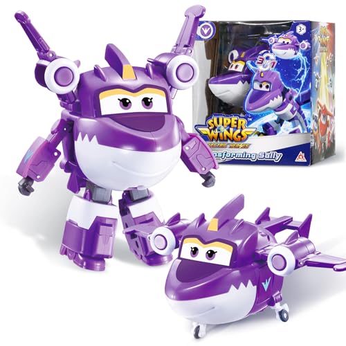 SUPER WINGS ألعاب سوبر وينغز القابلة للتحويل 5 في 1 سالي طائرة شخصيات متحولة ألعاب 2 في 1 وضع إنقاذ شخصيات أكشن للأطفال من 3 إلى 7 سنوات - Image 1