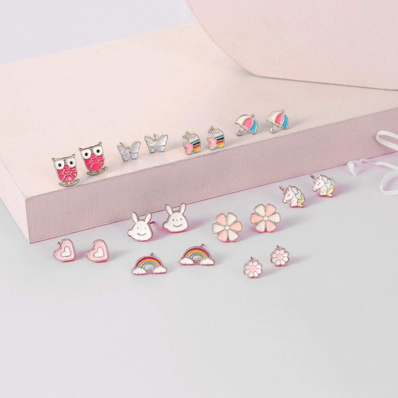 TAOMOCO 24 Pairs Hypoallergenic Stud Earrings Set for Girls Sensitive Ears With Stainless Steel Post Colorful Cute Earrings for Girls Women - Image 5