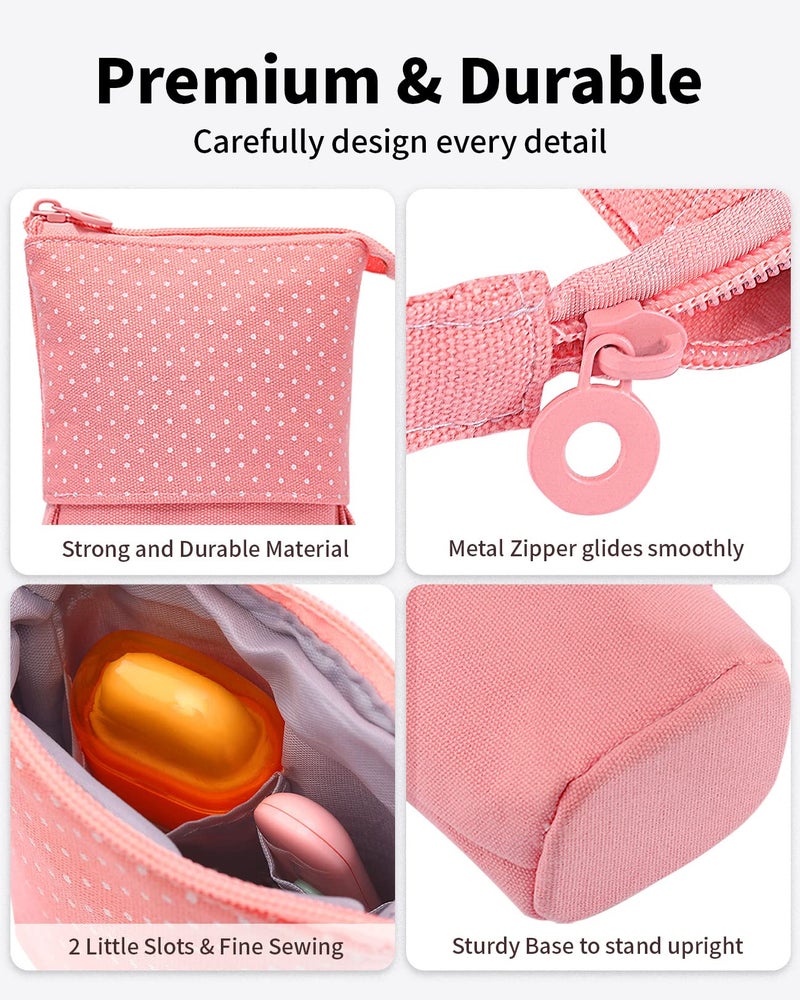 Sooez Standing Pencil Case, Cute Stand up Pencil Pouch, Telescopic Pen Pouch, Portable Pencil Holder, Kawaii Stand up Pencil Case, Spacious Pencil Pouch Bag for School Office Supplies, Orange - Image 5