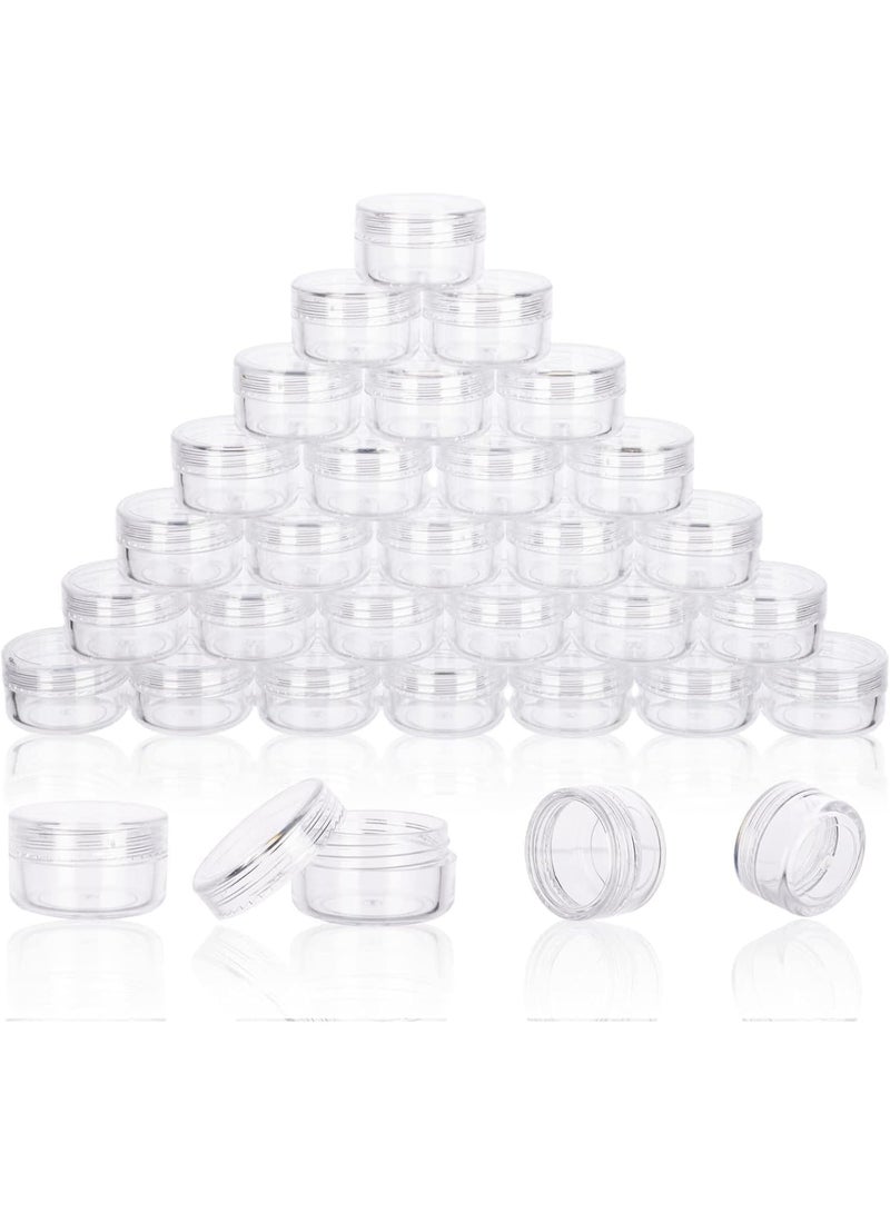 ChicAbode 50 Pcs 5ml Clear Sample Jars with Lids, Small Empty Cosmetic Containers for Lip Balm, Cream, Lotion, Glitter, Beads, Refillable Travel Pots for Makeup Storage, 5 Gram Sample Containers - Image 1