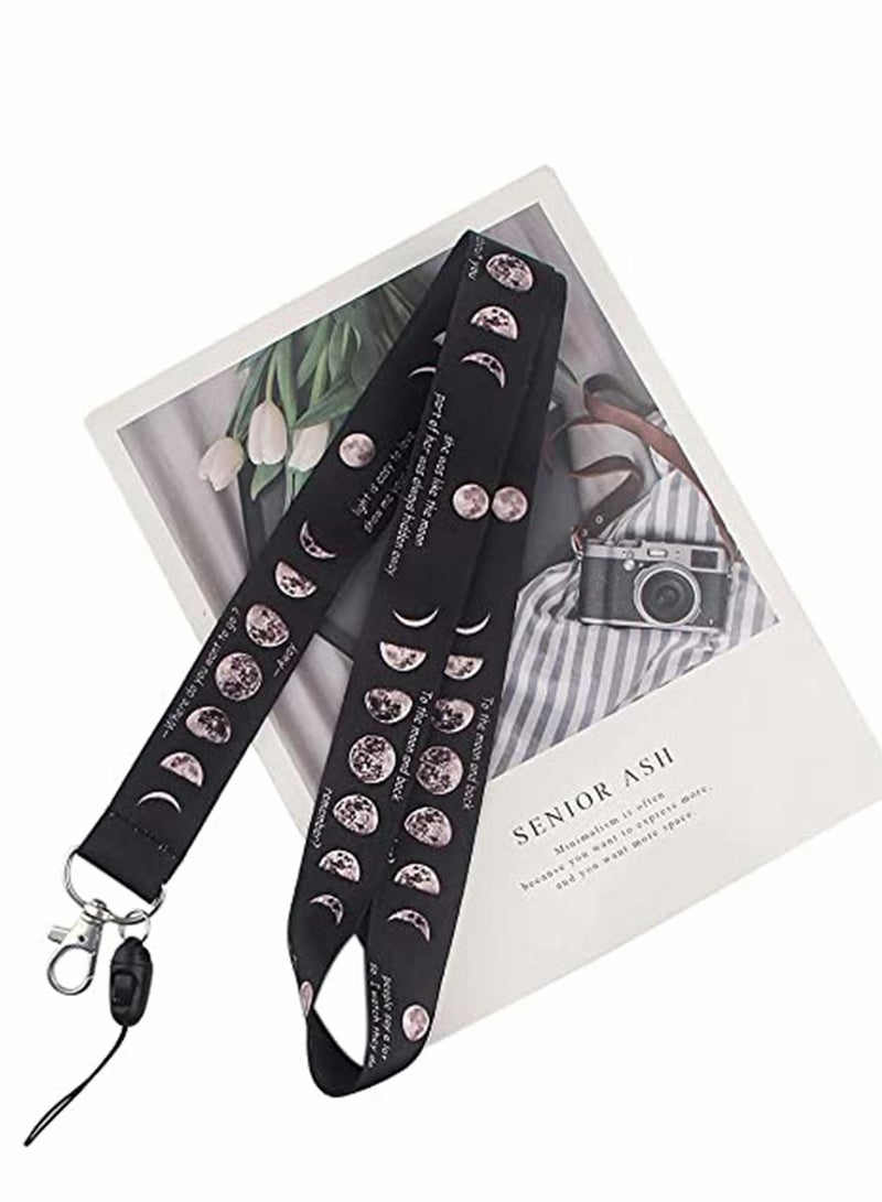 Y&D Key Lanyard, Dark Moon Star Lanyard for Women Men Premium Soft Fabric Neck with Metal Clasp - Image 5
