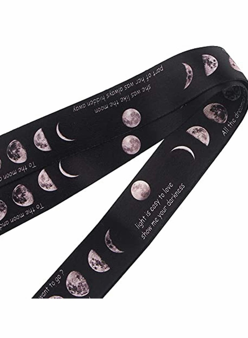 Y&D Key Lanyard, Dark Moon Star Lanyard for Women Men Premium Soft Fabric Neck with Metal Clasp - Image 2