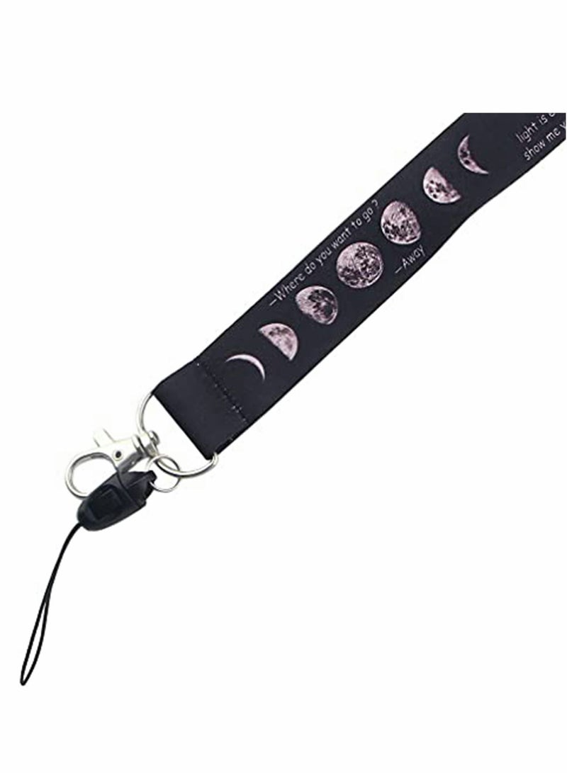 Y&D Key Lanyard, Dark Moon Star Lanyard for Women Men Premium Soft Fabric Neck with Metal Clasp - Image 3