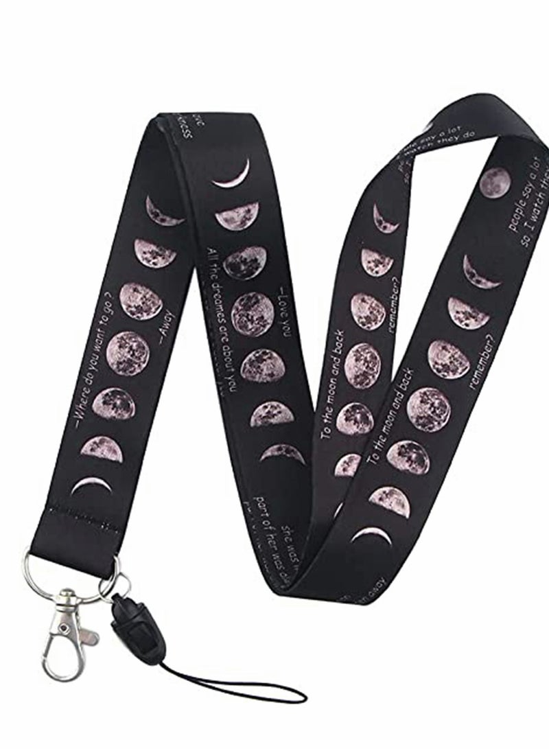 Y&D Key Lanyard, Dark Moon Star Lanyard for Women Men Premium Soft Fabric Neck with Metal Clasp - Image 1