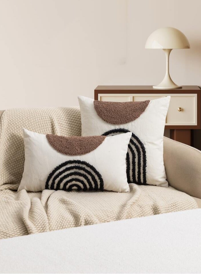 AL-HRAER One Piece Of Embroidered Cotton Cushion Cover with Bohemian Embroidered And Furry Patterns Soft And Elegant And Modern Feeling Without Filling - Image 1